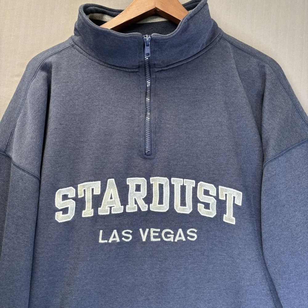 Vintage Stardust Las Vegas Casino 1/4 Zip Sweatshirt Mens 2XL Navy Red Rock - Picture 5 of 9